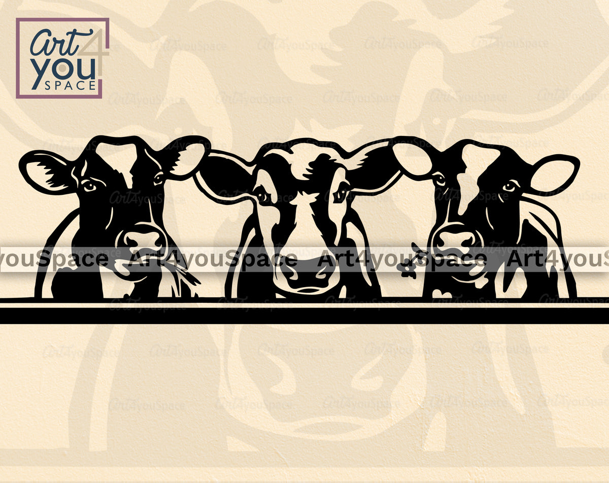 Jersey Cow SVG File Cricut, Peeking Heifer Laser Vector DXF Plasma Cnc –  Art4youSpace