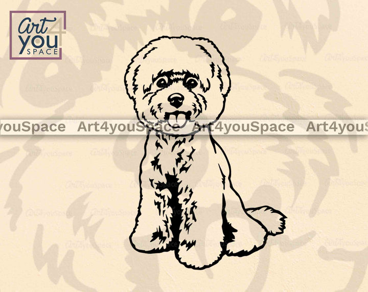 Bichon Frise sitting pose svg