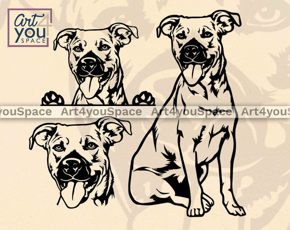 Black mouth cur dog svg set