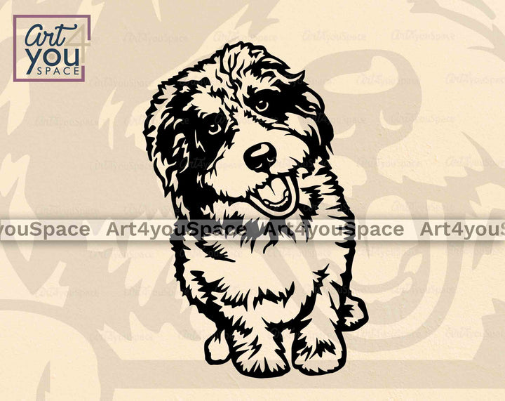 aussiedoodle sitting svg