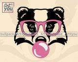 funny badger with buble gum and glasses svg file