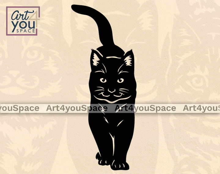 black cat walking svg