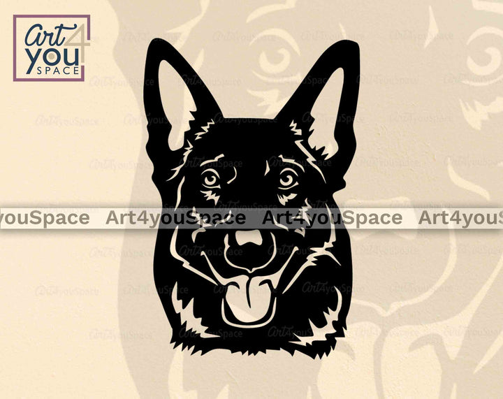 solid black german shepherd face svg