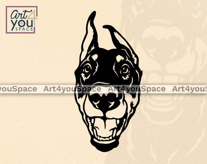 Doberman Pinscher face laser cut file