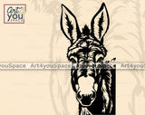 peeking donkey vector image saved as svg, dxf, png files