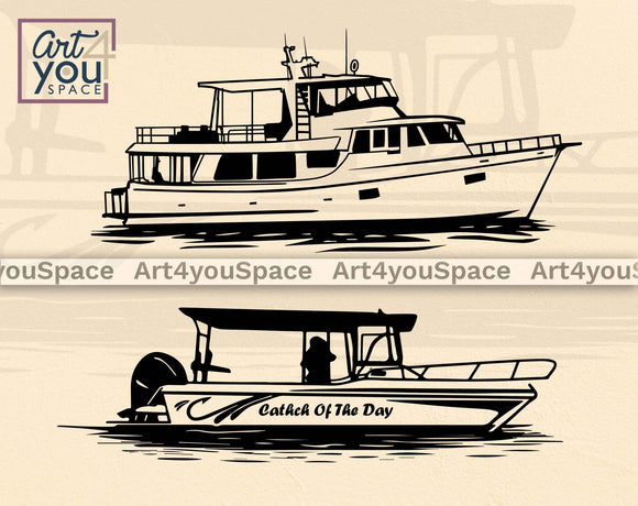 sport fishing boat svg