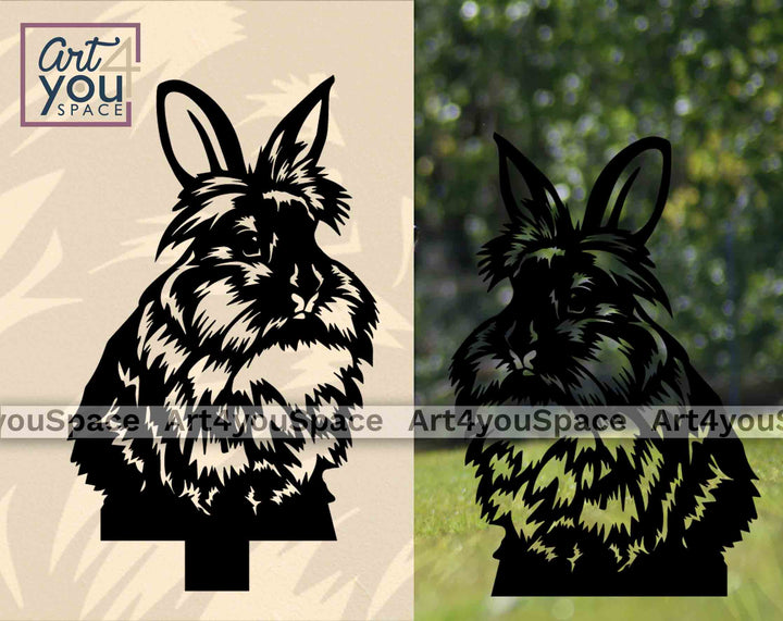 rabbit metal stake svg laser cut file