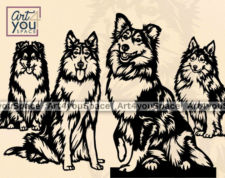 Shetland sheepdog sitting svg set