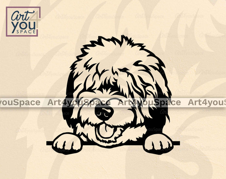 Old English sheepdog peeking dog svg