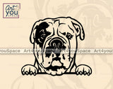 Olde English Bulldogge peeking dog svg