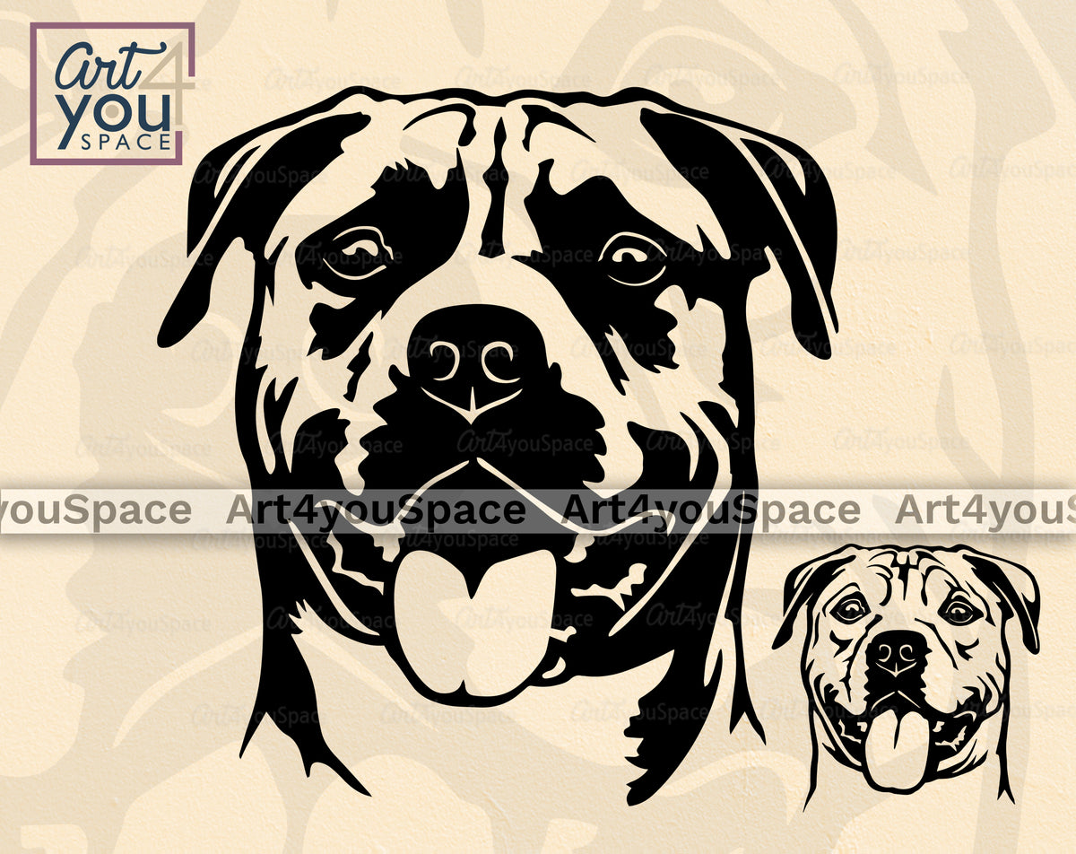 Buy American Staffordshire Terrier with tongue SVG, DXF, PNG – Art4youSpace