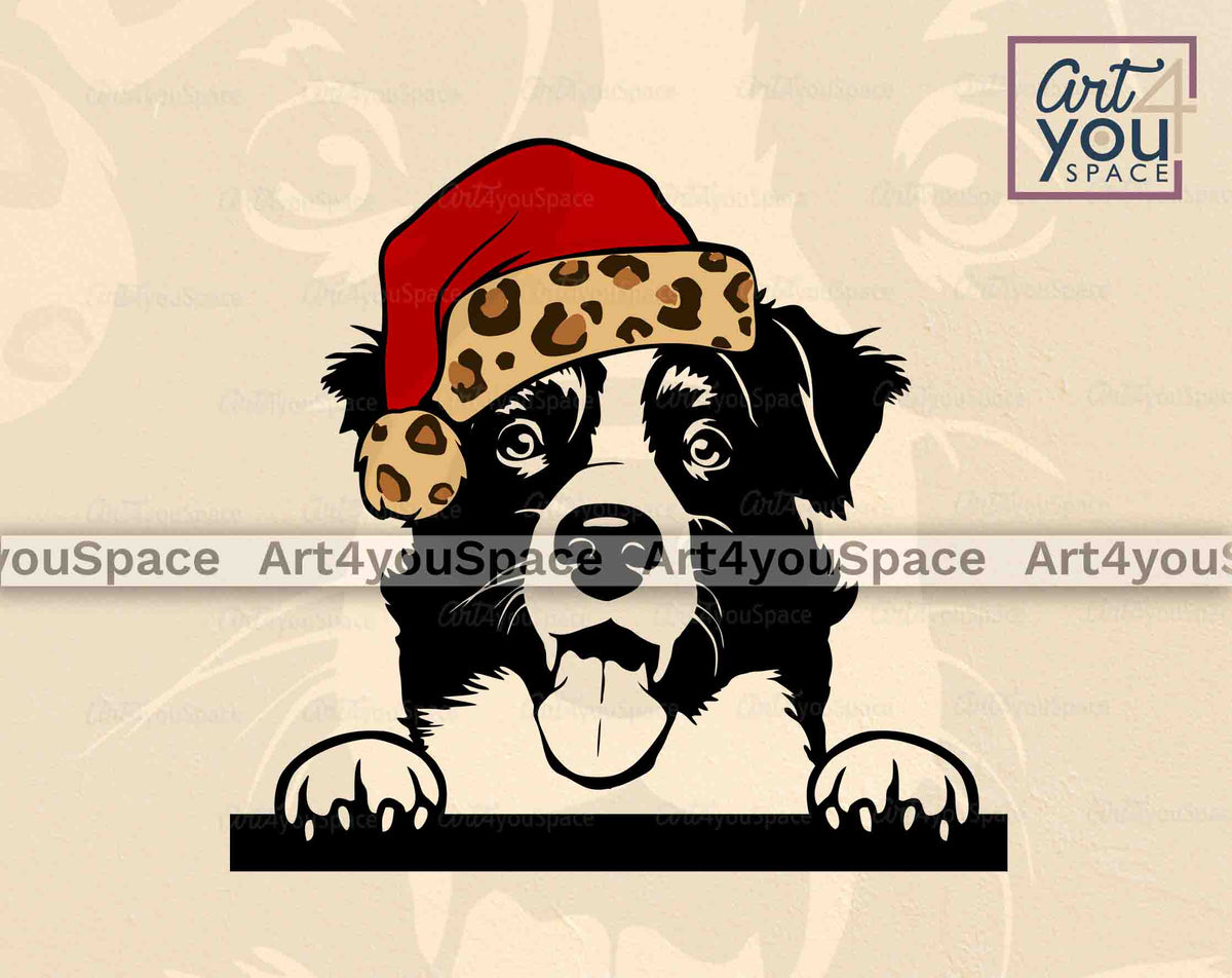 Buy Border Collie With Santa Hat SVG, DXF, PNG – Art4youSpace