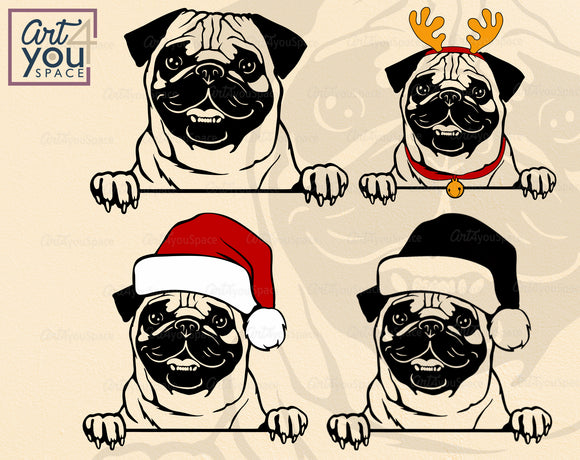 pug christmas svg