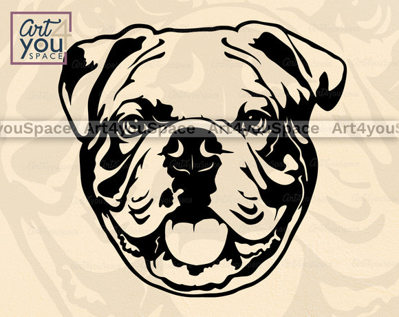 English Bulldog Flowers SVG