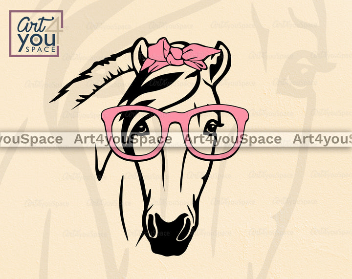 Horse With Bandana And Glasses Svg