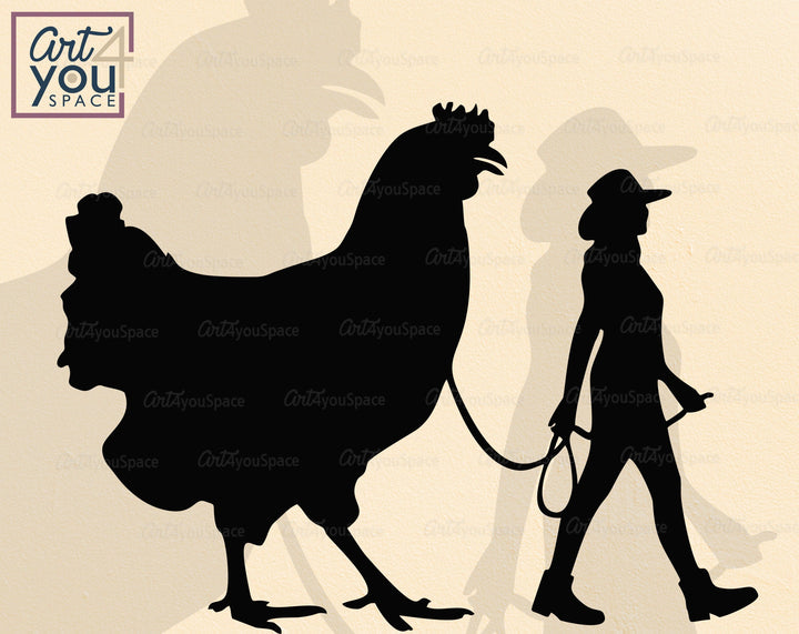 Chicken And Girl SVG