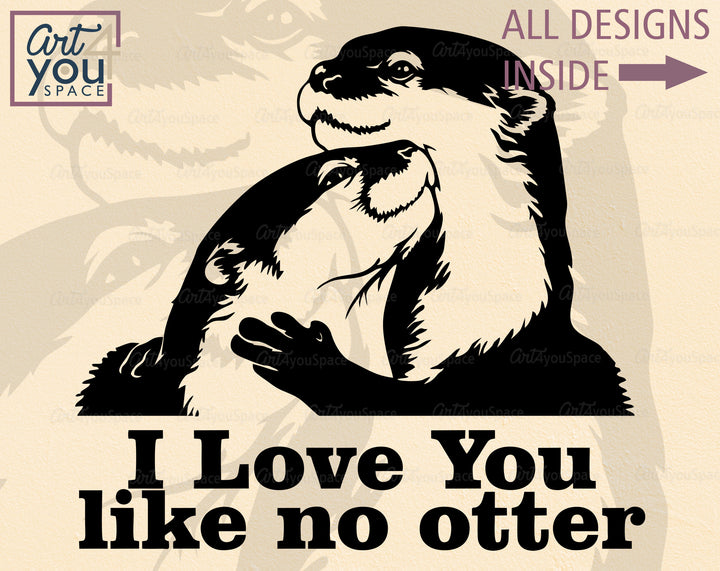 Cute Otter Couple SVG