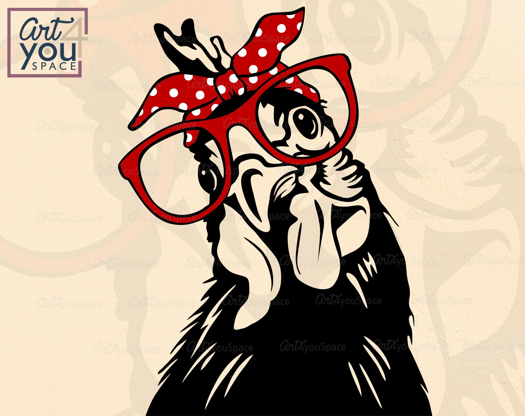 Chicken With Bandana, Glasses PNG