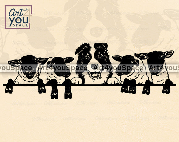 Border Collie Sheep SVG